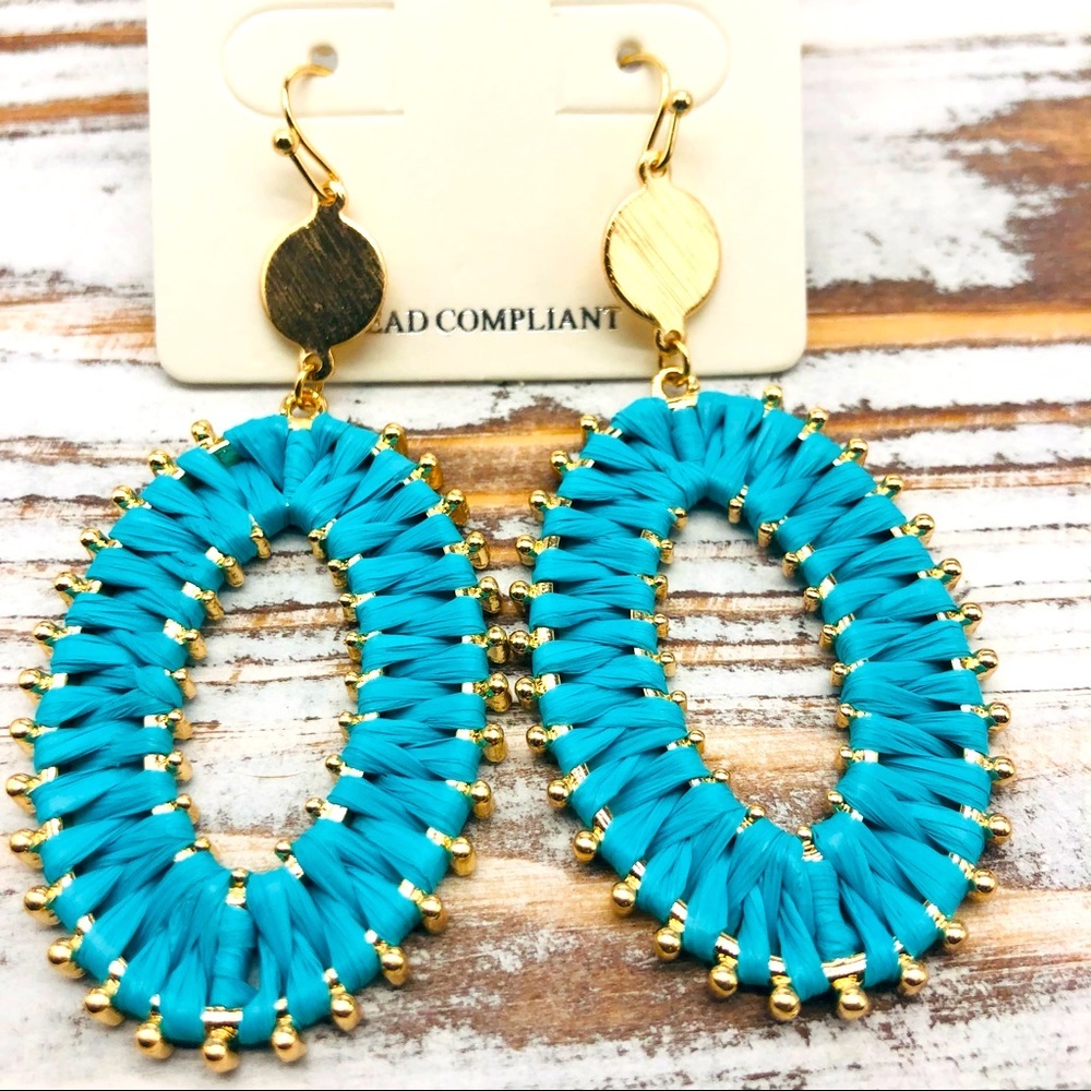 Boho Turquoise and Gold Statement Earrings